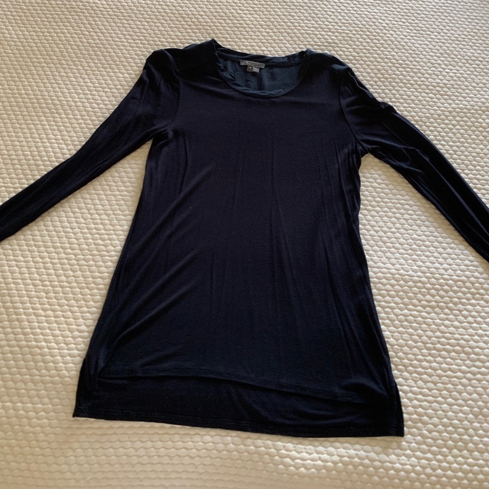 Vince navy mixed media long sleeve tee